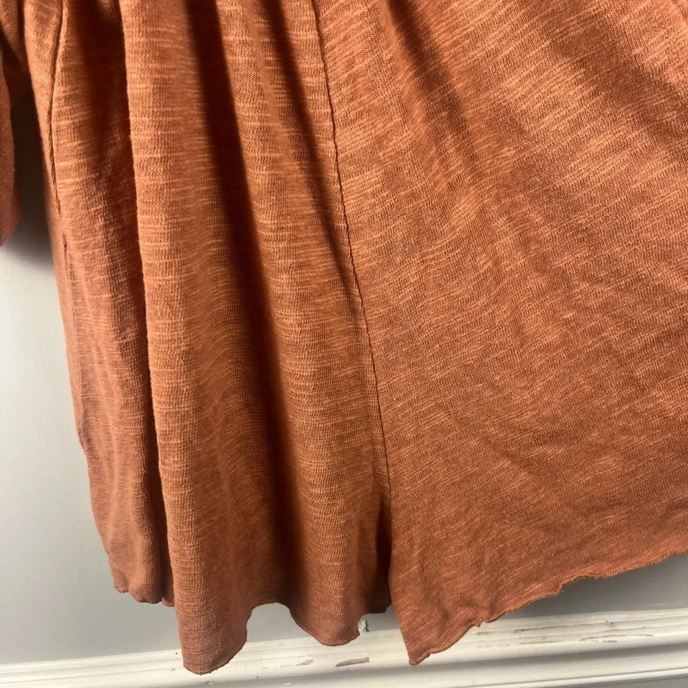 Free People Dancing In The Waves Romper in Rust Orange Balloon Sleeves size XS